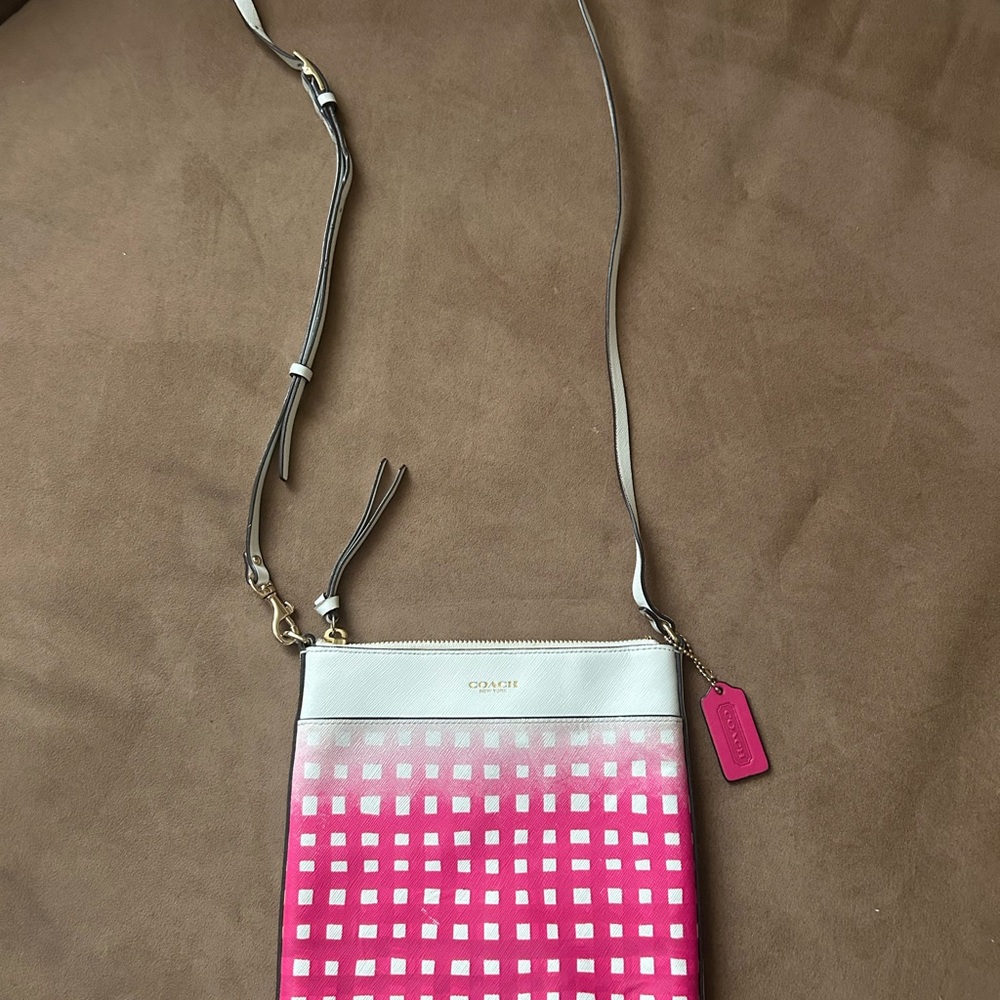Coach Pink and White Crossbody Bag